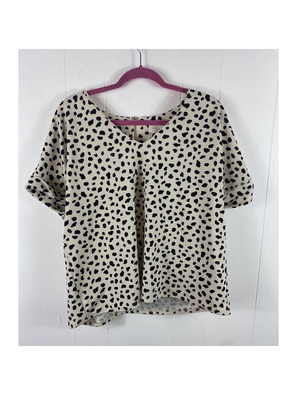 Mellóday Animal Cow Print Blouse XL Southwestern Womans Blouse Work Office